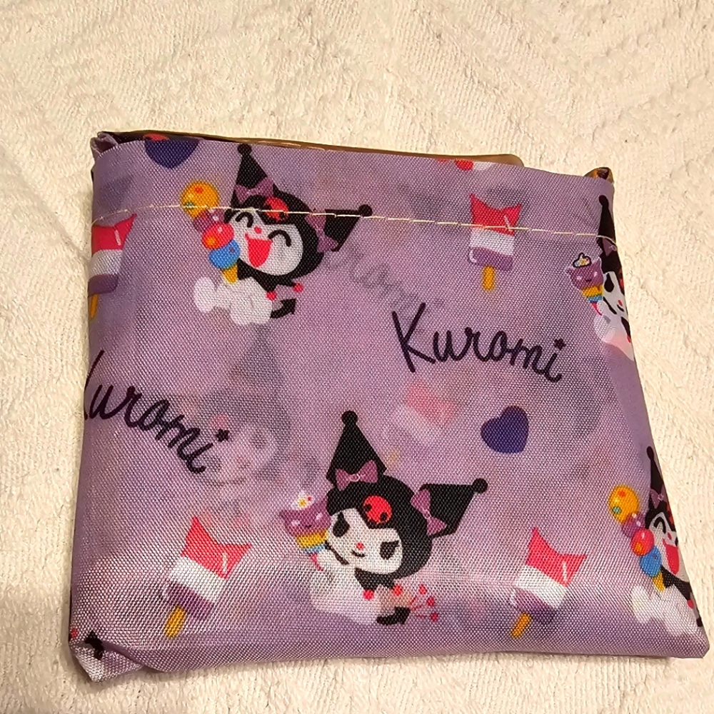Sanrio Kuromi Lavender Foldable Shopper Tote with storage pouch New in Package - Picture 4 of 5